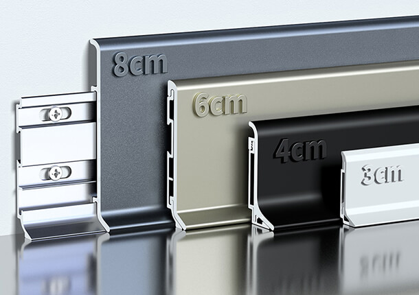 Aluminum Baseboard Trim - 8cm Height in Matte Black Finish - Modern Wall Skirting for Contemporary Interiors